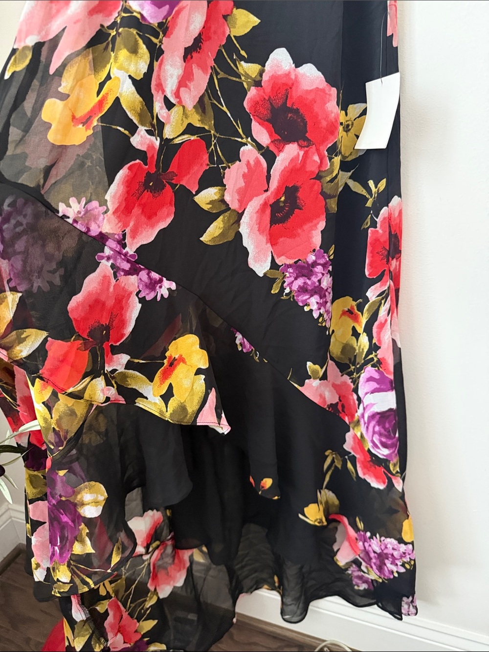 Lulus Love in Bloom Black Floral Print Off-the-Shoulder High-low Dress Size M - Picture 6 of 12